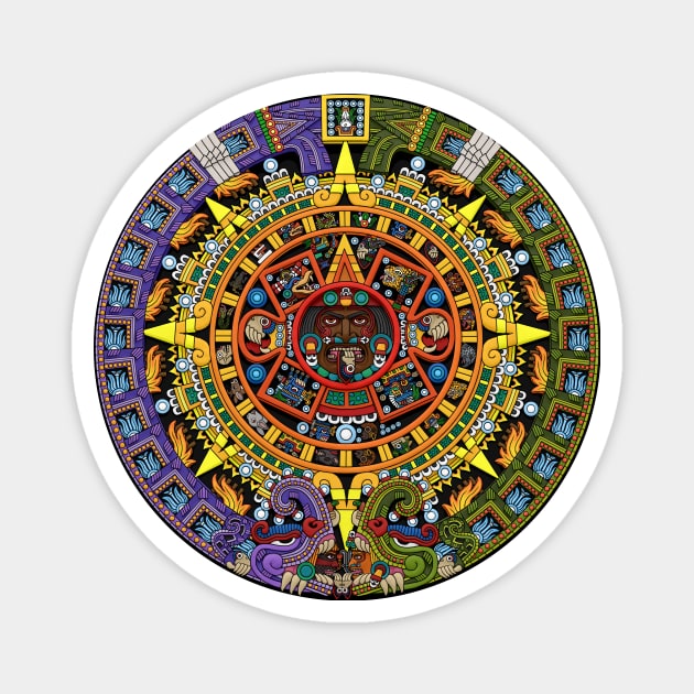 Aztec Sun Stone Calendar Full-Color Magnet by Ninjangulo